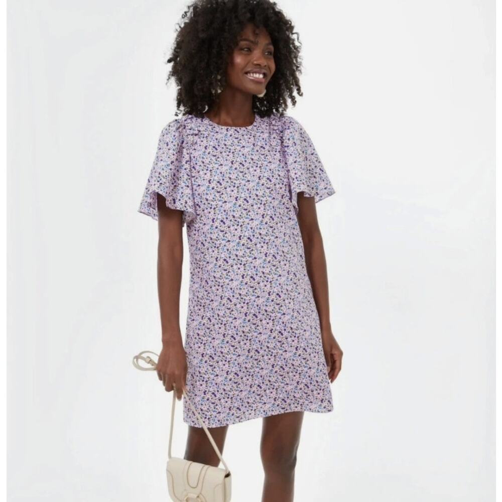 Tuckernuck Hyacinth House Lilac Floral Viola Mini Dress Ruffle Sleeve Size XXL